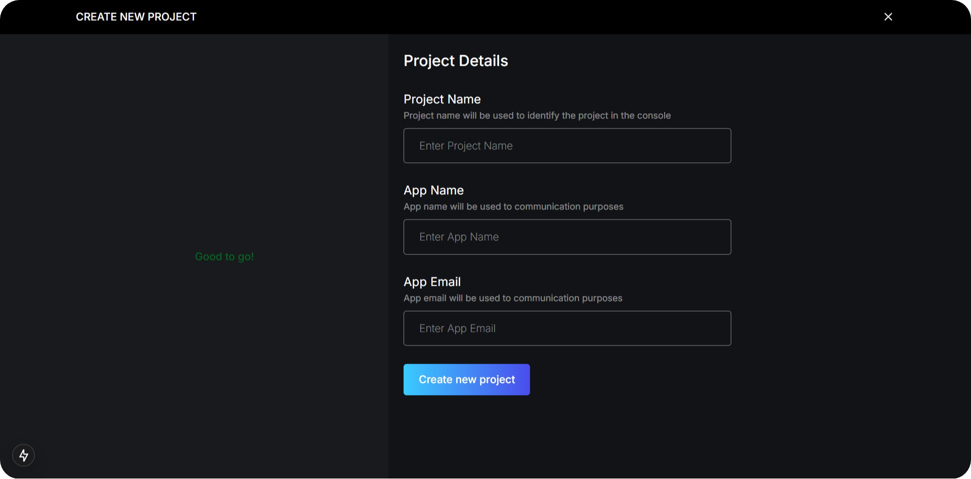 Project Creation Page